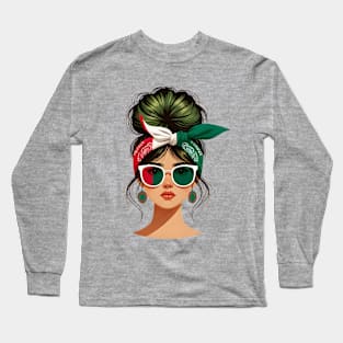 Mexican Girl with Messy Bun Long Sleeve T-Shirt